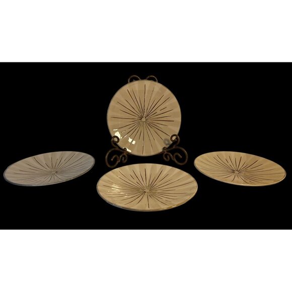 Pier 1 Imports Set-4 Sanctuary Starburst Cream Brown Coupe Dinner Plates 11.5" - Picture 2 of 8